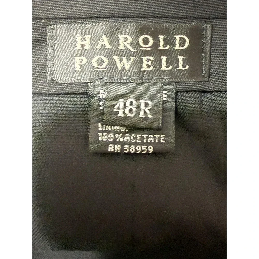 Harold Powell Suit Pants Mens 48 44x32 Black Wool Check Dress Trousers‎